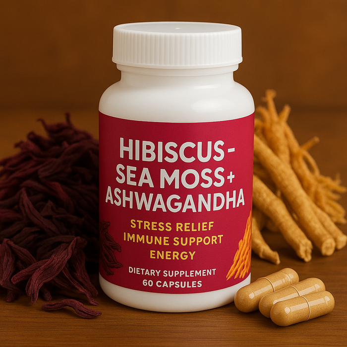 Ashwaganda, Seamoss, Hibiscus Supplement - 550mg (60 capsules)